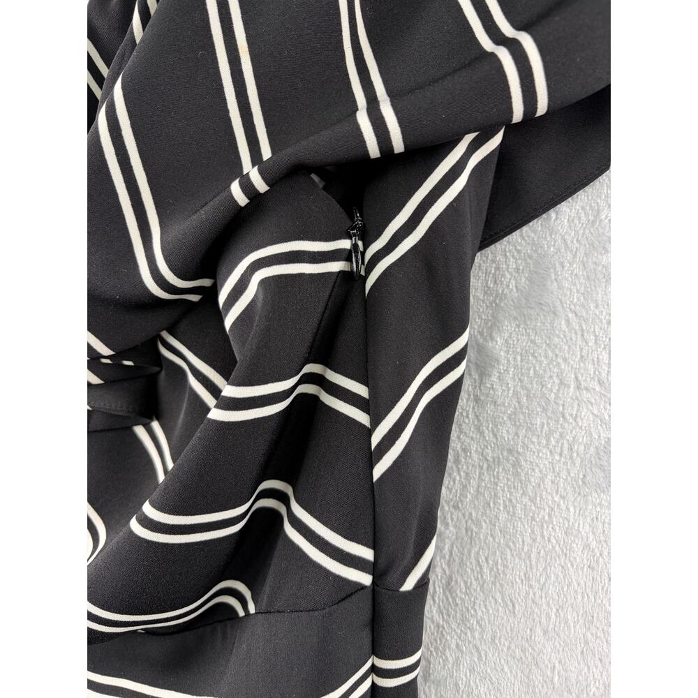 Laundry Shelli Segal Striped Black One Shoulder Ruffle Jumpsuit - Size 4 - Picture 6 of 7